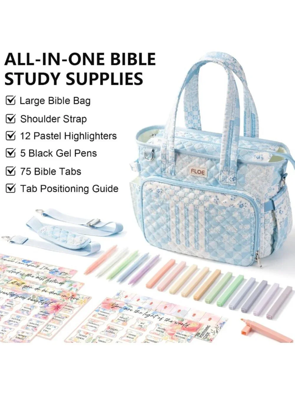 Quilted Large Bible Tote Bag for Women | Stylish Church Cover & Storage Case